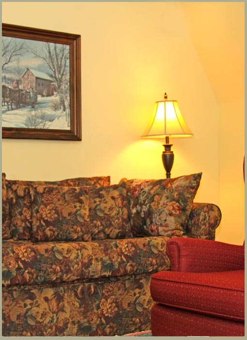 Hancock's comfy sofa